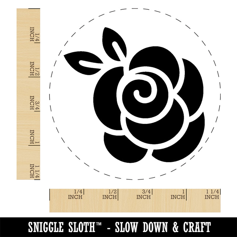 Rounded Rose Flower Rubber Stamp for Stamping Crafting Planners