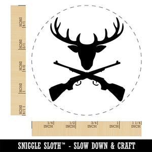 Crossed Hunting Rifles with Deer Head Antlers Rubber Stamp for Stamping Crafting Planners