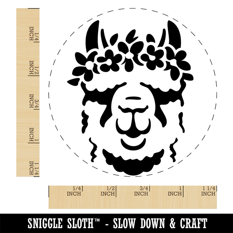 Flower Crown Llama Head Rubber Stamp for Stamping Crafting Planners