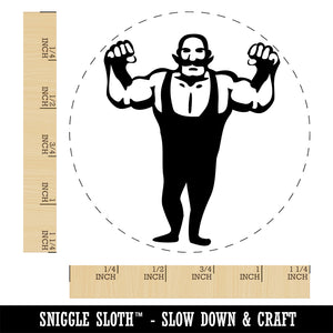 Buff Strong Bald Circus Man with Mustache Rubber Stamp for Stamping Crafting Planners