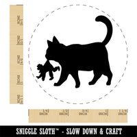 Yule Cat Taking Child Christmas Rubber Stamp for Stamping Crafting Planners