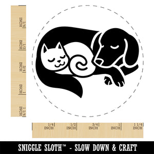 Dog and Cat Sleeping Rubber Stamp for Stamping Crafting Planners