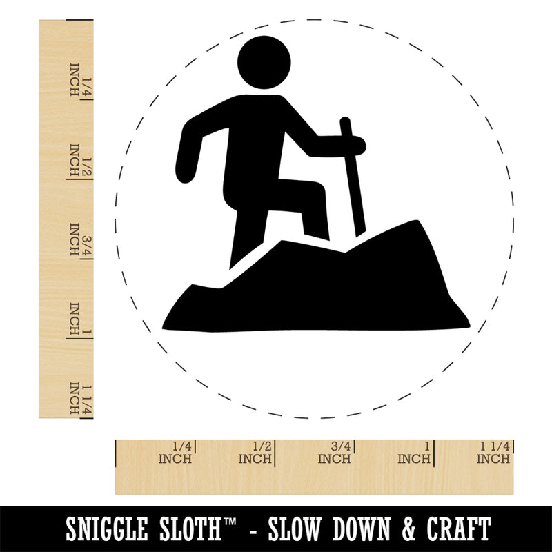 Hiker Hiking up Mountain Icon Rubber Stamp for Stamping Crafting Planners