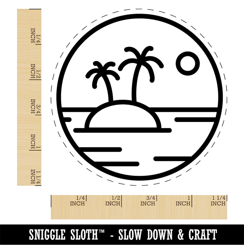 Deserted Island in Ocean Rubber Stamp for Stamping Crafting Planners