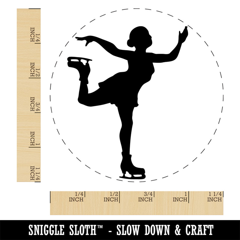 Ice Figure Skating Skater Woman on One Foot Pose Rubber Stamp for Stamping Crafting Planners