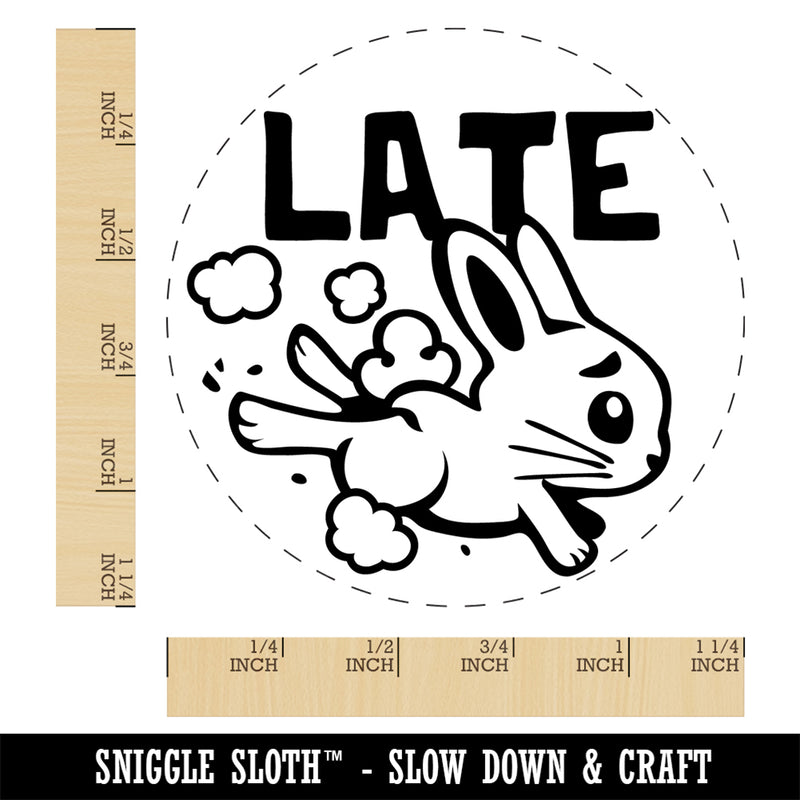 Late Running Bunny Rabbit Teacher Student Rubber Stamp for Stamping Crafting Planners