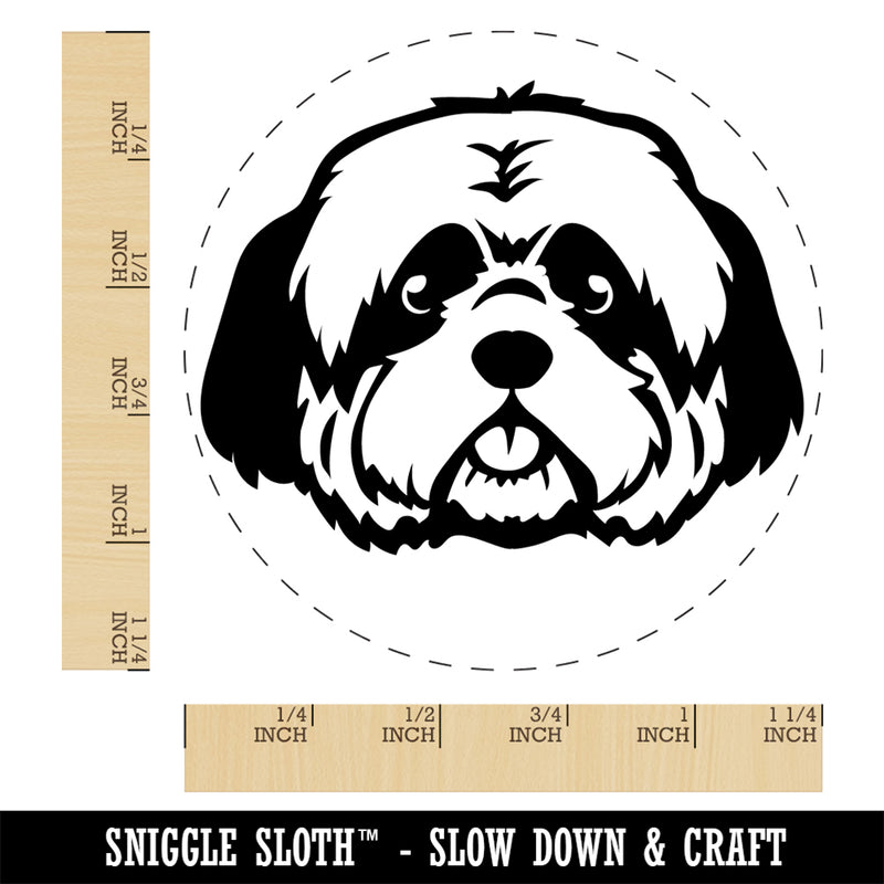 Shaggy Shih Tzu Dog Head Rubber Stamp for Stamping Crafting Planners