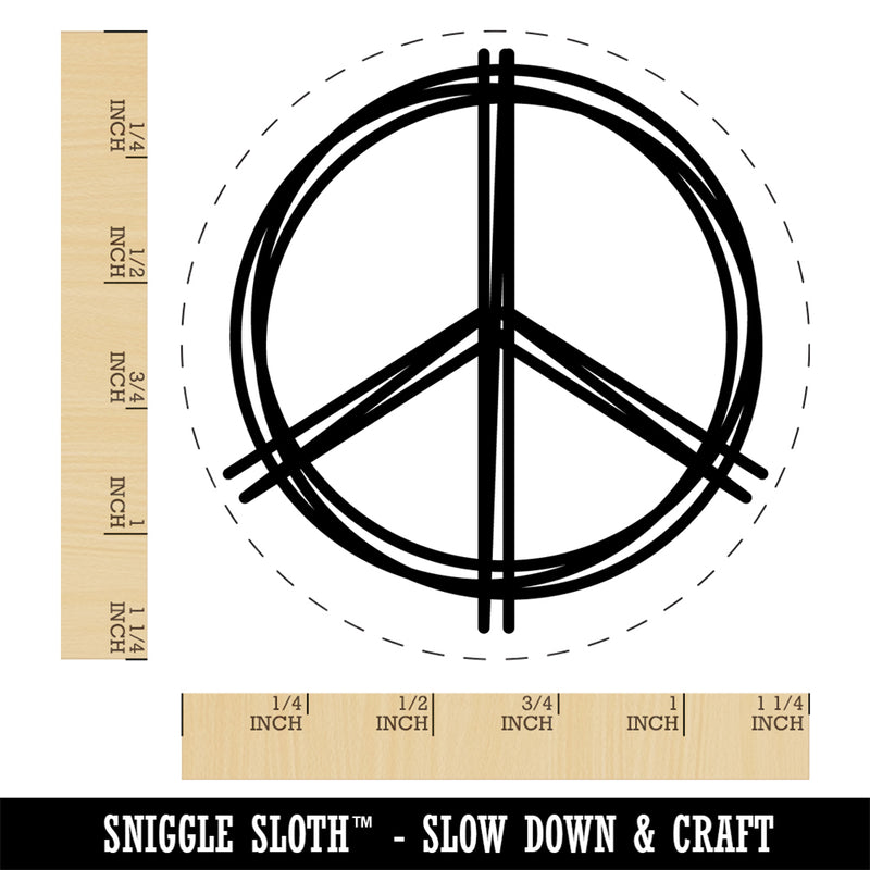 Sketchy Peace Sign Doodle Rubber Stamp for Stamping Crafting Planners