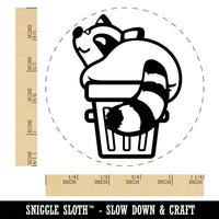 Fat Raccoon Sitting in Trash Can Rubber Stamp for Stamping Crafting Planners