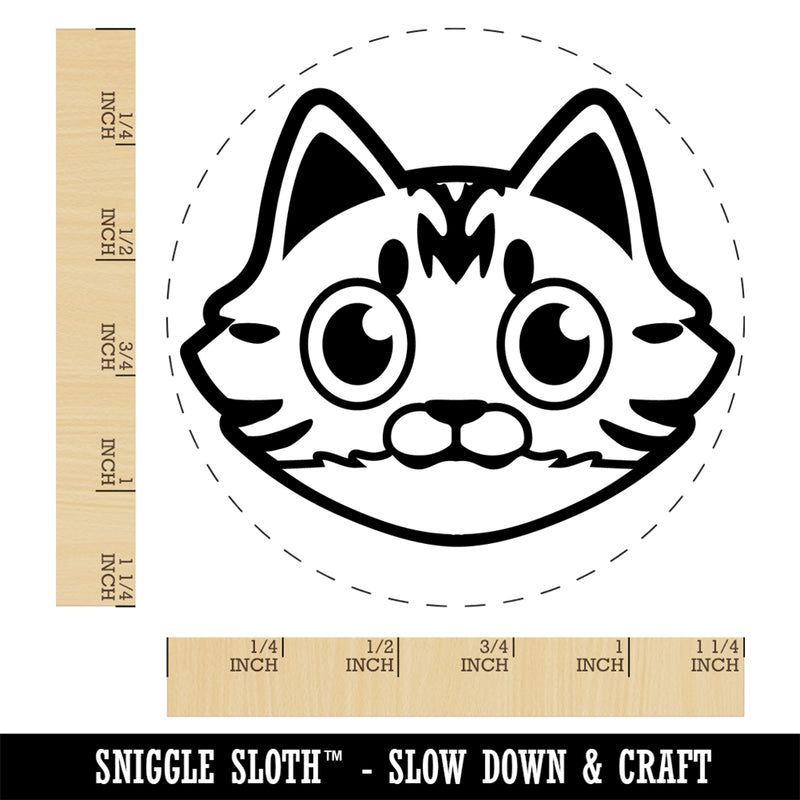 Fluffy Striped Tabby Cat Head Rubber Stamp for Stamping Crafting Planners