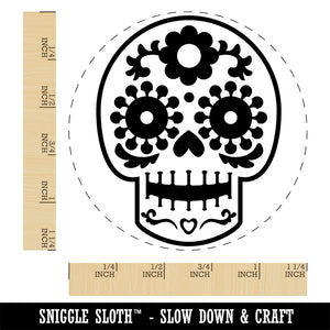 Happy Floral Sugar Skull Dia De Los Muertos Rubber Stamp for Stamping Crafting Planners