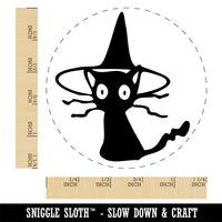 Spooked Cat in Witch Hat Halloween Rubber Stamp for Stamping Crafting Planners