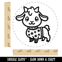 Little Goat in Christmas Sweater Rubber Stamp for Stamping Crafting Planners
