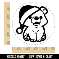 Christmas Bear Cub Santa Hat Rubber Stamp for Stamping Crafting Planners