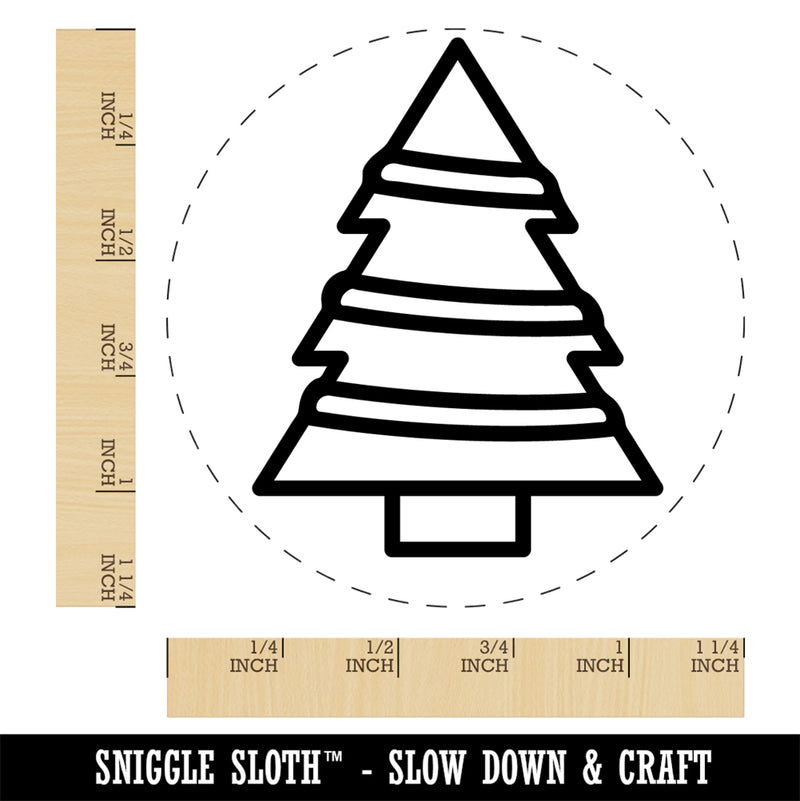 Christmas Tree with Garland Ribbon Rubber Stamp for Stamping Crafting Planners