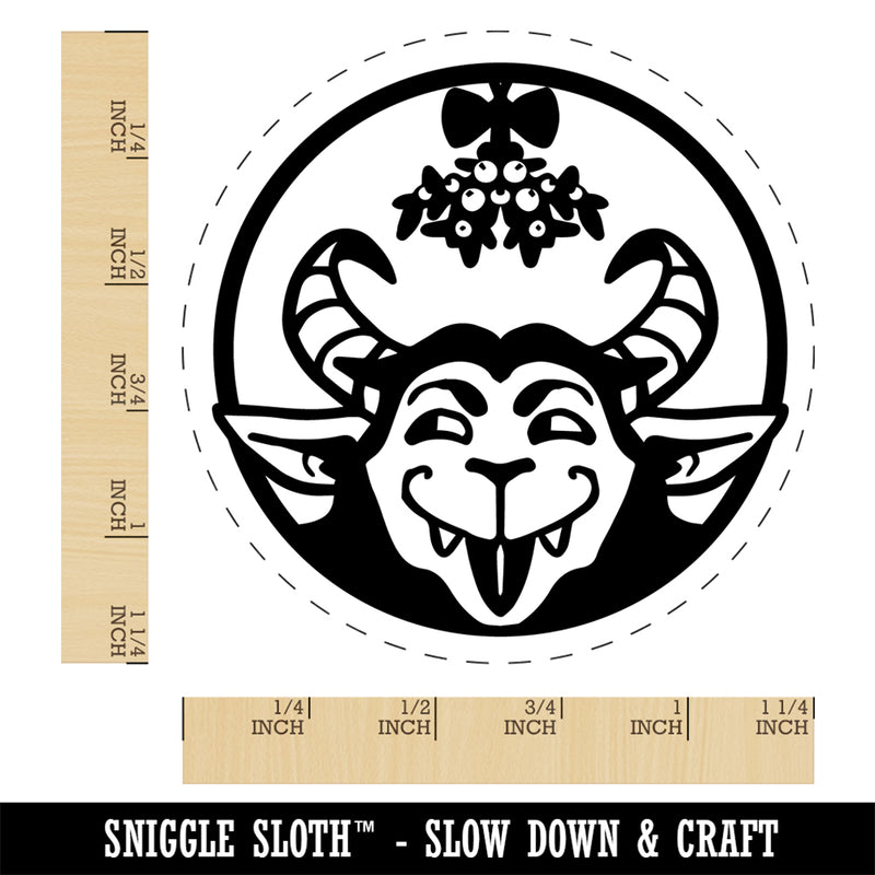 Cheeky Krampus Under Mistletoe Christmas Rubber Stamp for Stamping Crafting Planners