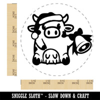 Christmas Cow Santa Hat Bell Rubber Stamp for Stamping Crafting Planners