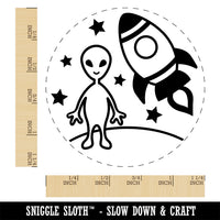 Alien and Rocket Space Rubber Stamp for Stamping Crafting Planners