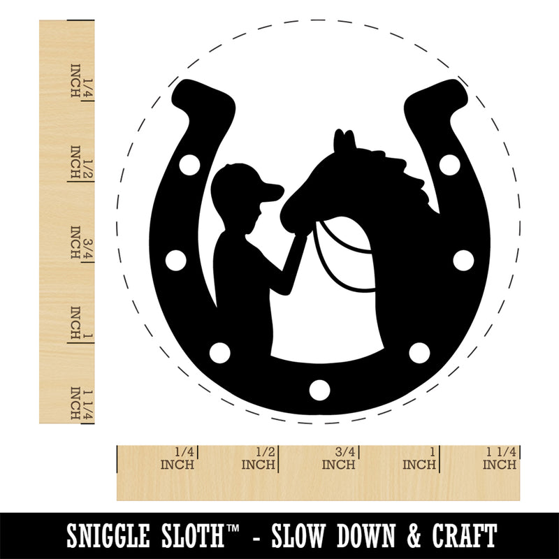 Horseshoe Horse and Boy Rubber Stamp for Stamping Crafting Planners