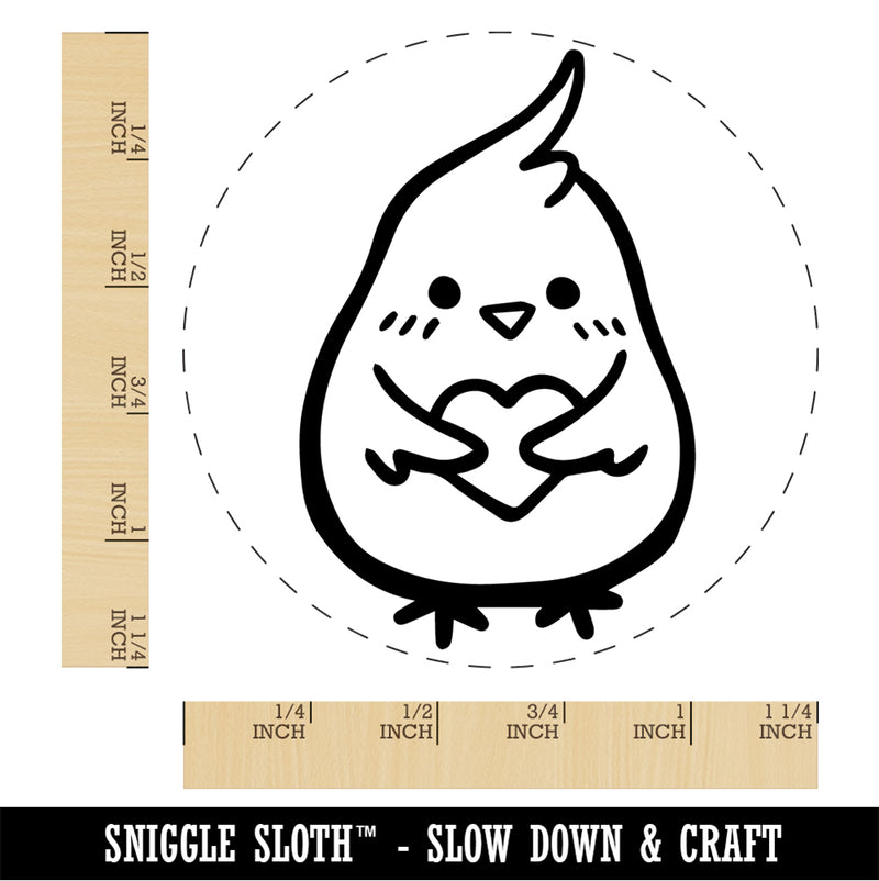 Cockatoo Holding Heart Rubber Stamp for Stamping Crafting Planners