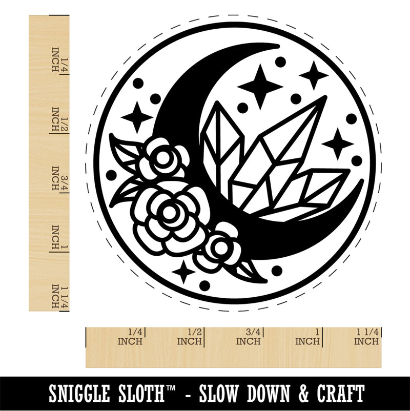 Floral Moon Crystals Rubber Stamp for Stamping Crafting Planners