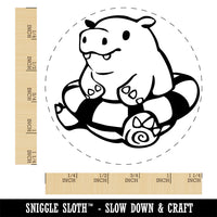 Baby Hippo in Swimming Tube Rubber Stamp for Stamping Crafting Planners