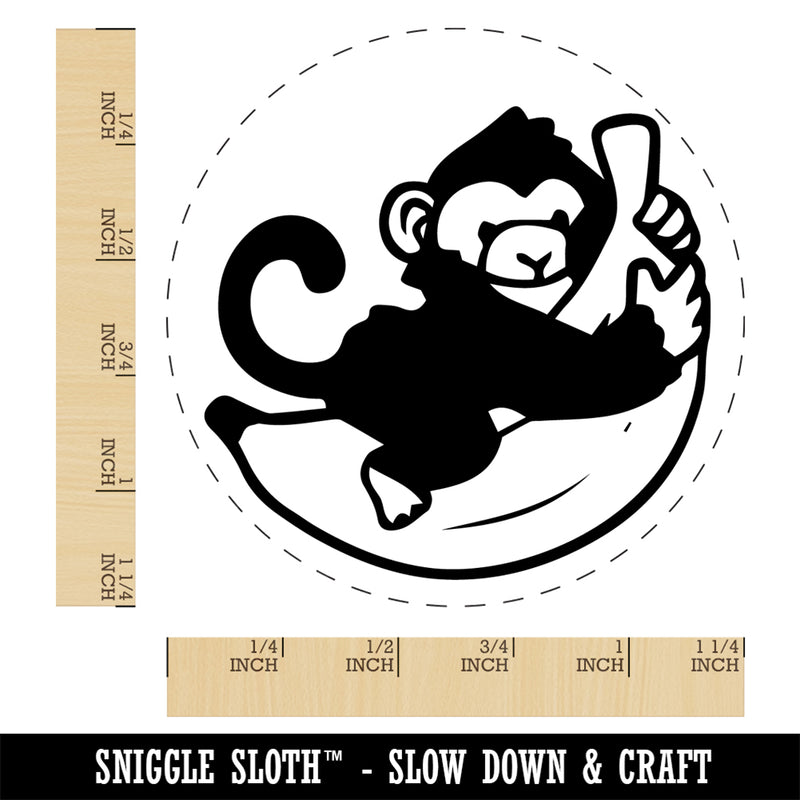 Baby Monkey Hugging Big Banana Rubber Stamp for Stamping Crafting Planners