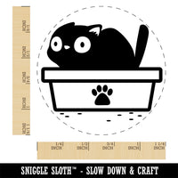 Cat Pooping Litter Box Funny Rubber Stamp for Stamping Crafting Planners