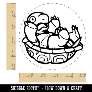 Distressed Turtle on Back Shell Rubber Stamp for Stamping Crafting Planners