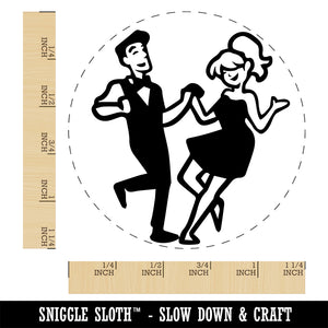 Happy Dancing Couple Rubber Stamp for Stamping Crafting Planners