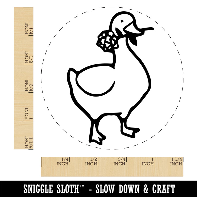 Romantic Goose with Flower Rubber Stamp for Stamping Crafting Planners