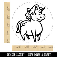 Round Unicorn with Nice Hair Rubber Stamp for Stamping Crafting Planners