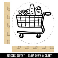 Shopping Cart Full Groceries Food Rubber Stamp for Stamping Crafting Planners