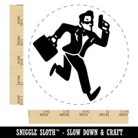 Spy Secret Agent with Briefcase Rubber Stamp for Stamping Crafting Planners