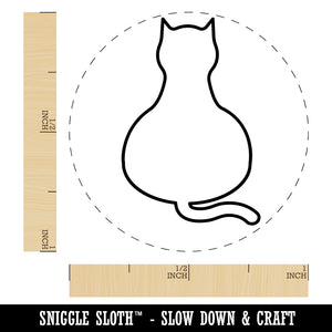 Cat Sitting Back Outline Rubber Stamp for Stamping Crafting Planners