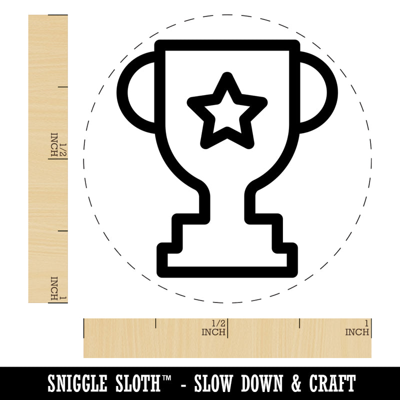 Trophy Award Outline with Star Rubber Stamp for Stamping Crafting Planners