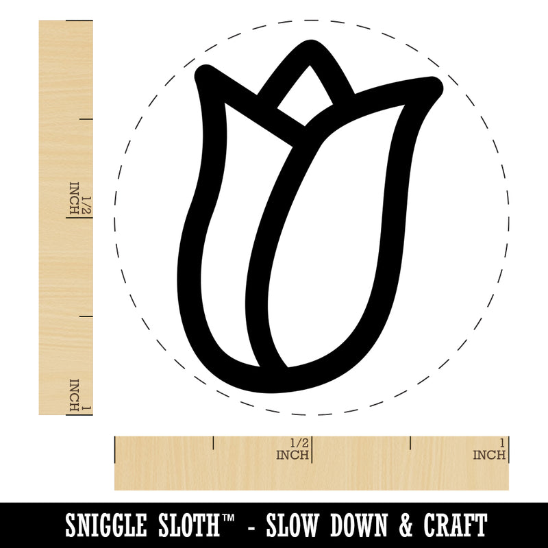 Flower Bud Outline Rubber Stamp for Stamping Crafting Planners