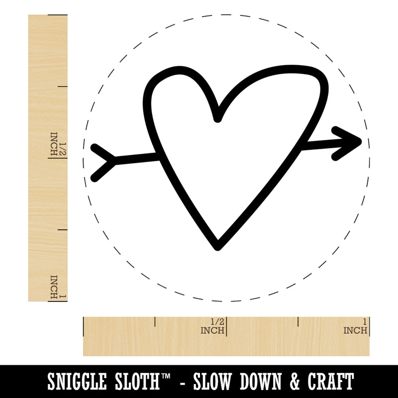 Heart Outline with Arrow Rubber Stamp for Stamping Crafting Planners