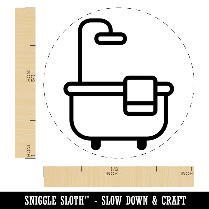 Bathtub Shower with Towel Outline Rubber Stamp for Stamping Crafting Planners