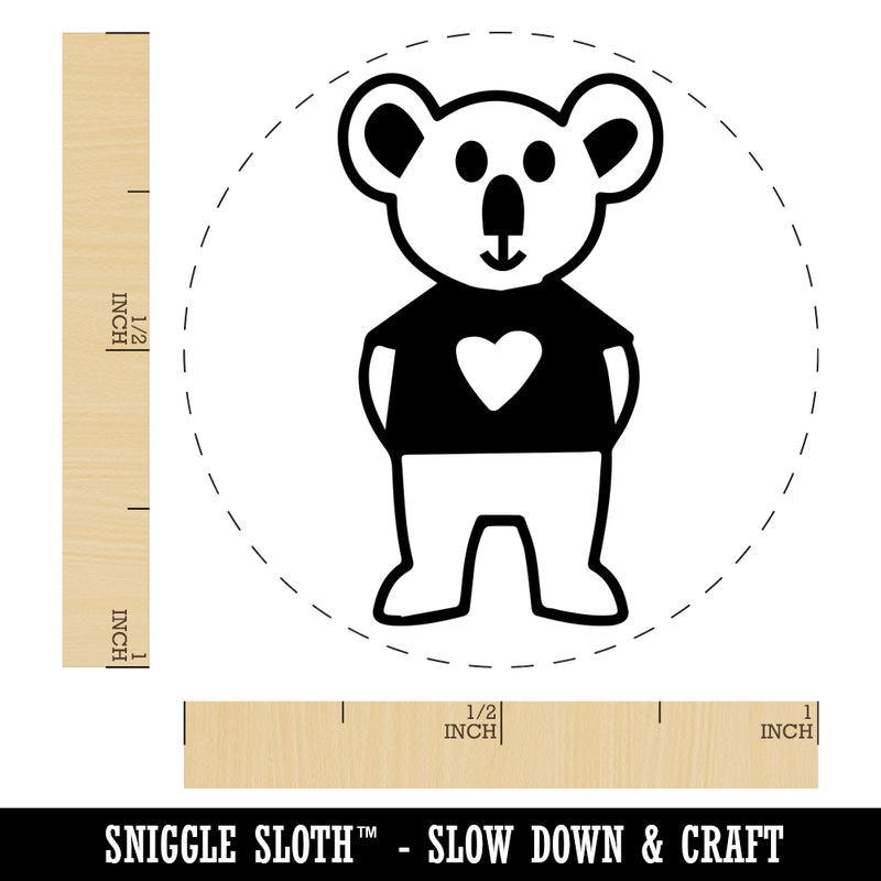 Koala in Heart Shirt Rubber Stamp for Stamping Crafting Planners