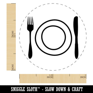 Place Setting Fork Knife Plate Utensil Eating Sketch Rubber Stamp for Stamping Crafting Planners