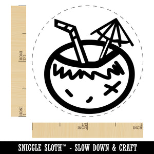 Coconut Drink Tropical Doodle Rubber Stamp for Stamping Crafting Planners