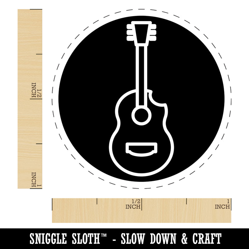 Guitar in Circle Music Rubber Stamp for Stamping Crafting Planners