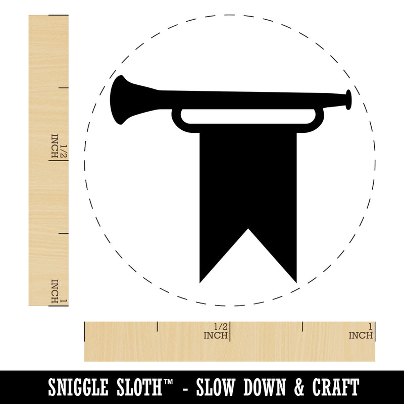 Trumpet and Banner Royal Medieval Rubber Stamp for Stamping Crafting Planners