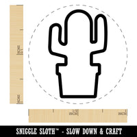 Cactus in Pot Outline Rubber Stamp for Stamping Crafting Planners