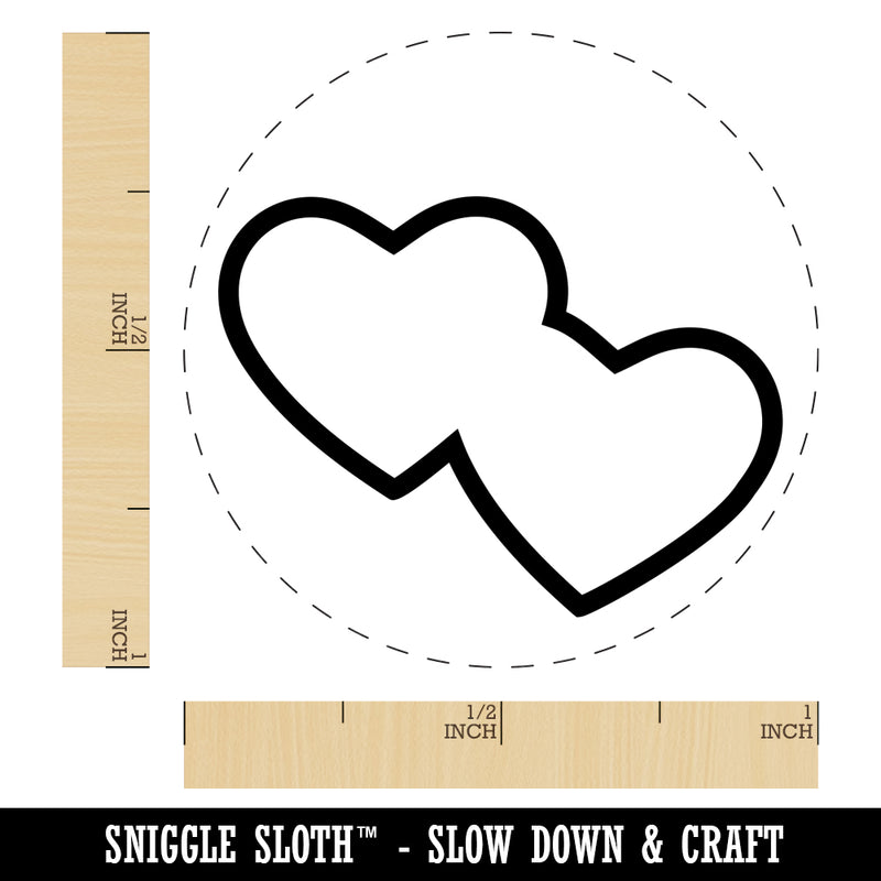 Double Heart Symbol Outline Rubber Stamp for Stamping Crafting Planners