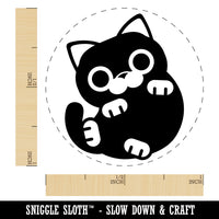 Round Cat Playful Rubber Stamp for Stamping Crafting Planners