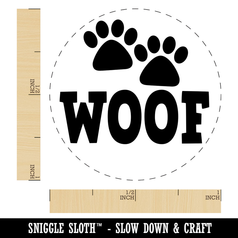 Woof Dog Paw Prints Fun Text Rubber Stamp for Stamping Crafting Planners