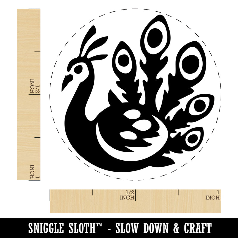 Pretty Peacock Rubber Stamp for Stamping Crafting Planners