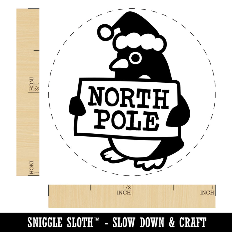 Christmas Penguin Going to North Pole Rubber Stamp for Stamping Crafting Planners